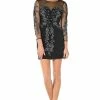 Embellished Sheer Short Black Dress With Sleeves By Poly USA -Dresses Shop embellished sheer short black dress with sleeves by poly usa short cocktail dresses poly usa xs black 908679