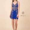 Embellished Short Sleeveless V-Neck Dress By Nox Anabel A673 -Dresses Shop embellished short sleeveless v neck dress by nox anabel a673 short cocktail dresses nox anabel xs royal blue 952321