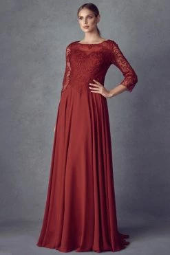 Embroidered 3/4 Sleeve Chiffon Gown By Juliet M11 -Dresses Shop embroidered 34 sleeve chiffon gown by juliet m11 long formal dresses juliet m burgundy 717155