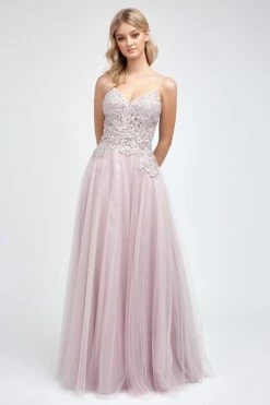 Embroidered Bodice A-line Tulle Gown By Juliet 212