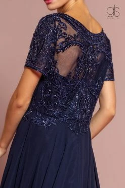 Embroidered Chiffon Gown With Short Sleeves By Elizabeth K GL2683 12 Embroidered Chiffon Gown With Short Sleeves By Elizabeth K GL2683 -Dresses Shop embroidered chiffon gown with short sleeves by elizabeth k gl2683 long formal dresses elizabeth k 619030