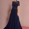 Embroidered Chiffon Gown With Short Sleeves By Elizabeth K GL2683 1 Embroidered Chiffon Gown With Short Sleeves By Elizabeth K GL2683 -Dresses Shop embroidered chiffon gown with short sleeves by elizabeth k gl2683 long formal dresses elizabeth k s navy 897495