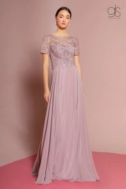 Embroidered Chiffon Gown With Short Sleeves By Elizabeth K GL2683 14 Embroidered Chiffon Gown With Short Sleeves By Elizabeth K GL2683 -Dresses Shop embroidered chiffon gown with short sleeves by elizabeth k gl2683 long formal dresses elizabeth k s pink mauve 443208