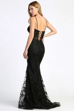 Embroidered Fitted Sheer Corset Slit Gown By Adora 3025 -Dresses Shop embroidered fitted sheer corset slit gown by adora 3025 long formal dresses adora design 418308