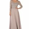 Embroidered Long Beige V-Neck Dress With Sleeves By Poly USA -Dresses Shop embroidered long beige v neck dress with sleeves by poly usa long formal dresses poly usa s beige 499646