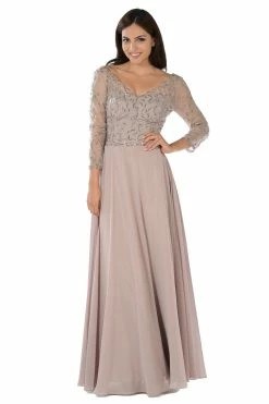 Embroidered Long Burgundy V-Neck Dress With Sleeves By Poly USA 12 Embroidered Long Burgundy V-Neck Dress With Sleeves By Poly USA -Dresses Shop embroidered long burgundy v neck dress with sleeves by poly usa long formal dresses poly usa s beige 338249