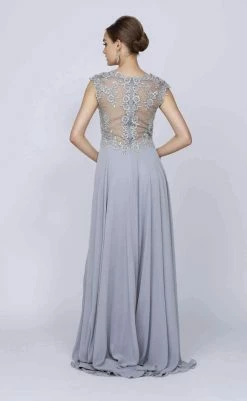 Embroidered Long Cap Sleeve Dress With Sheer Back By Juliet 585 -Dresses Shop embroidered long cap sleeve dress with sheer back by juliet 585 long formal dresses juliet 842905