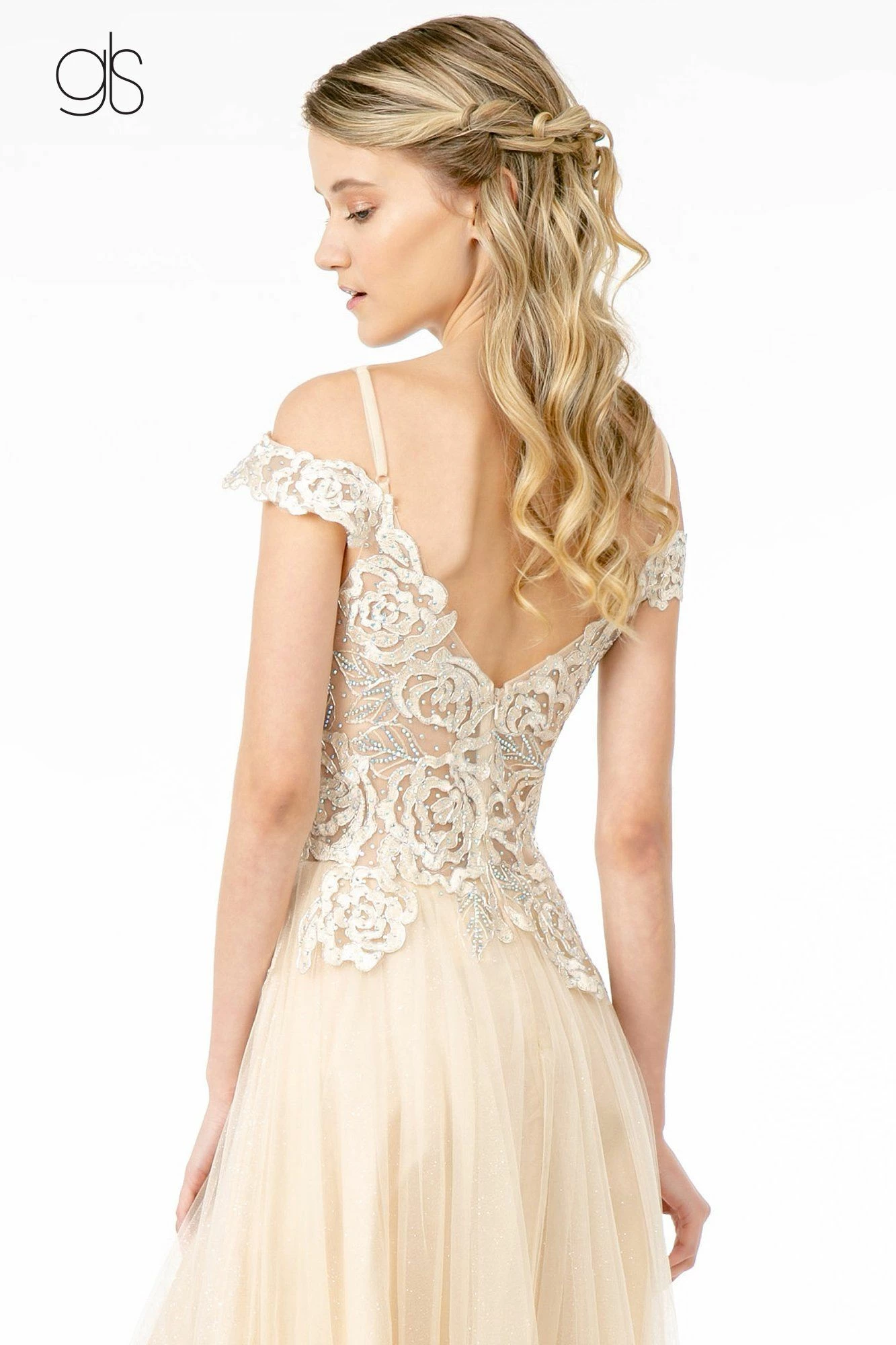 Embroidered Long Sheer Cold Shoulder Dress By Elizabeth K GL2953 6 Embroidered Long Sheer Cold Shoulder Dress By Elizabeth K GL2953 - Image 4