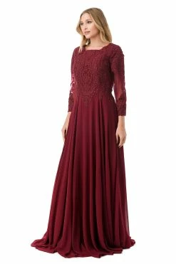 Embroidered Long Sleeve A-line Gown By Coya M2387 -Dresses Shop embroidered long sleeve a line gown by coya m2387 long formal dresses coya collection 423289