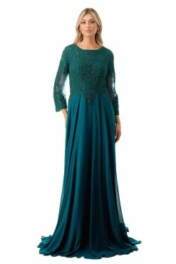 Embroidered Long Sleeve A-line Gown By Coya M2387 -Dresses Shop embroidered long sleeve a line gown by coya m2387 long formal dresses coya collection 471122