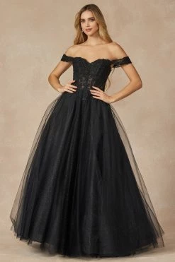 Embroidered Off Shoulder Tulle Gown By Juliet 280 -Dresses Shop embroidered off shoulder tulle gown by juliet 280 long formal dresses juliet 180709
