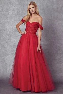 Embroidered Off Shoulder Tulle Gown By Juliet 280 -Dresses Shop embroidered off shoulder tulle gown by juliet 280 long formal dresses juliet 211159