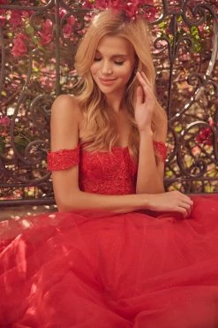 Embroidered Off Shoulder Tulle Gown By Juliet 280 -Dresses Shop embroidered off shoulder tulle gown by juliet 280 long formal dresses juliet 697635