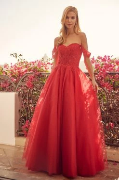 Embroidered Off Shoulder Tulle Gown By Juliet 280 -Dresses Shop embroidered off shoulder tulle gown by juliet 280 long formal dresses juliet xs red 272636