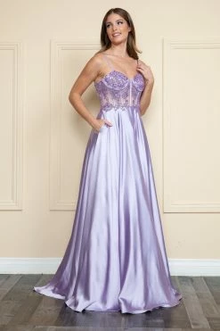 Embroidered Satin Gown By Poly USA 9126 -Dresses Shop embroidered satin gown by poly usa 9126 long formal dresses poly usa xs lavender 551089