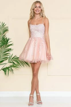 Embroidered Short A-line Tulle Dress By Amelia Couture 7013S -Dresses Shop embroidered short a line tulle dress by amelia couture 7013s short cocktail dresses amelia couture 0 blush 739889