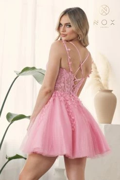 Embroidered Short Corset Tulle Dress By Nox Anabel H784 -Dresses Shop embroidered short corset tulle dress by nox anabel h784 short cocktail dresses nox anabel 566514
