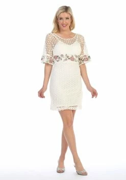 Embroidered Short Eyelet Dress With Sleeves By Celavie 8509 10 Embroidered Short Eyelet Dress With Sleeves By Celavie 8509 -Dresses Shop embroidered short eyelet dress with sleeves by celavie 8509 short cocktail dresses celavie 717206