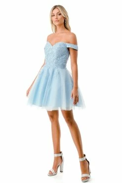 Embroidered Short Off Shoulder Tulle Dress By Coya S2752C -Dresses Shop embroidered short off shoulder tulle dress by coya s2752c short cocktail dresses coya collection 163286