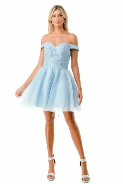 Embroidered Short Off Shoulder Tulle Dress By Coya S2752C -Dresses Shop embroidered short off shoulder tulle dress by coya s2752c short cocktail dresses coya collection 602666