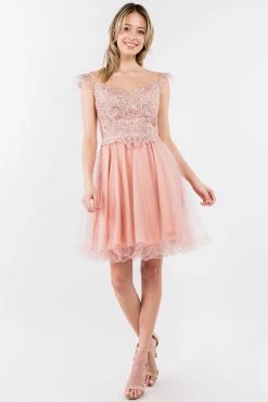 Embroidered Short Ruffled Dress By Elizabeth K GS1966 -Dresses Shop embroidered short ruffled dress by elizabeth k gs1966 short cocktail dresses elizabeth k xs dusty rose 403045