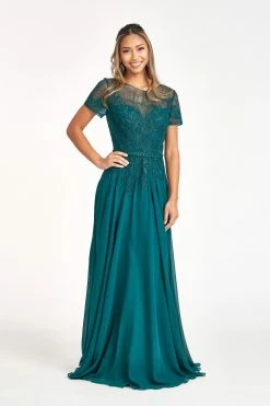 Embroidered Short Sleeve Gown By Elizabeth K GL3067 -Dresses Shop embroidered short sleeve gown by elizabeth k gl3067 long formal dresses elizabeth k s teal 694205