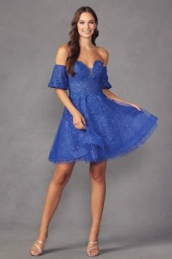 Embroidered Short Sweetheart Tulle Dress By Juliet 909 -Dresses Shop embroidered short sweetheart tulle dress by juliet 909 short cocktail dresses juliet xs royal blue 310807