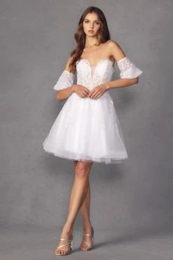 Embroidered Short Sweetheart Tulle Dress By Juliet 909 -Dresses Shop embroidered short sweetheart tulle dress by juliet 909 short cocktail dresses juliet xs white 178800