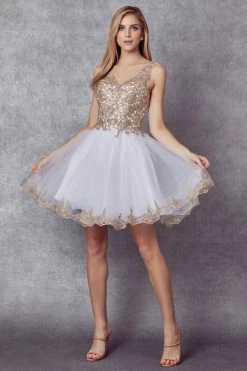 Embroidered Short V-Neck Dress By Juliet 835 19 Embroidered Short V-Neck Dress By Juliet 835 -Dresses Shop embroidered short v neck dress by juliet 835 short cocktail dresses juliet 420106