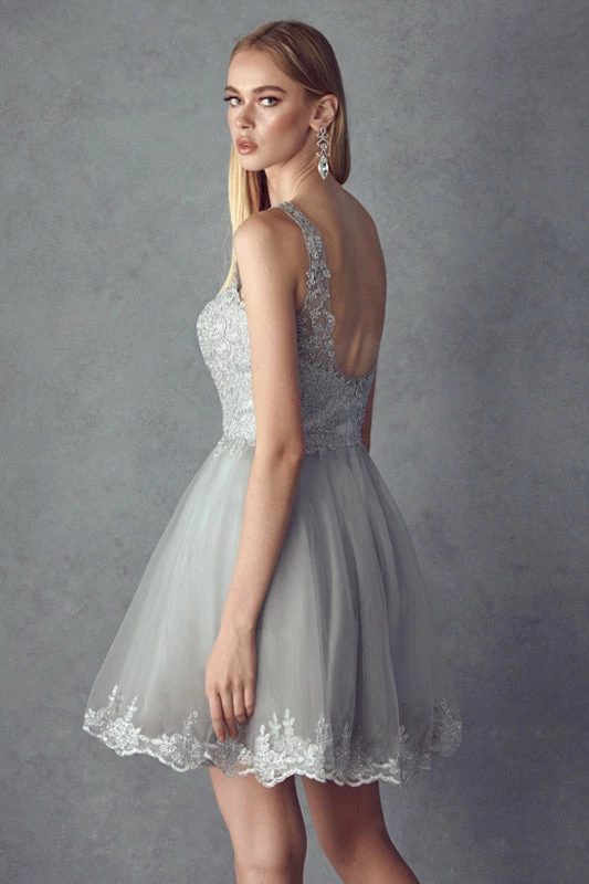 Embroidered Short V-Neck Dress By Juliet 835 4 Embroidered Short V-Neck Dress By Juliet 835 - Image 2