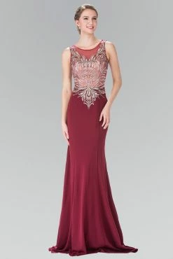 Embroidered Sleeveless Illusion Dress By Elizabeth K GL2323