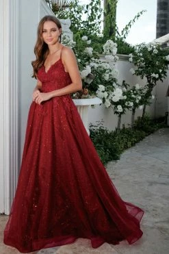 Embroidered Sleeveless Tulle Gown By Juliet 234 -Dresses Shop embroidered sleeveless tulle gown by juliet 234 long formal dresses juliet xs burgundy 590363