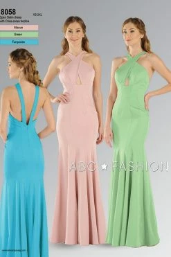 Fit And Flare Long Dress With Keyhole Bodice By Poly USA 8058 -Dresses Shop fit and flare long dress with keyhole bodice by poly usa 8058 long formal dresses poly usa xs green 216201