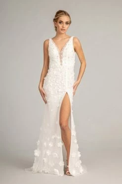 Fitted 3D Floral Applique Gown By Elizabeth K GL3011 -Dresses Shop fitted 3d floral applique gown by elizabeth k gl3011 long formal dresses elizabeth k 298827
