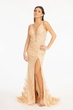 Fitted 3D Floral Applique Gown By Elizabeth K GL3011 -Dresses Shop fitted 3d floral applique gown by elizabeth k gl3011 long formal dresses elizabeth k 626591