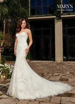 Fitted Applique Bridal Gown By Mary's Bridal MB4106