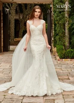 Fitted Cape Bridal Gown By Mary's Bridal MB4113