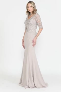 Fitted Embroidered Bodice Bridal Dress By Poly USA 8560 -Dresses Shop fitted embroidered bodice bridal dress by poly usa 8560 long formal dresses poly usa 741554