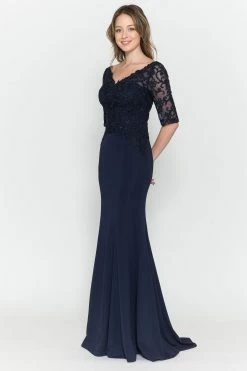 Fitted Embroidered Bodice Bridal Dress By Poly USA 8560 -Dresses Shop fitted embroidered bodice bridal dress by poly usa 8560 long formal dresses poly usa xs navy 590552