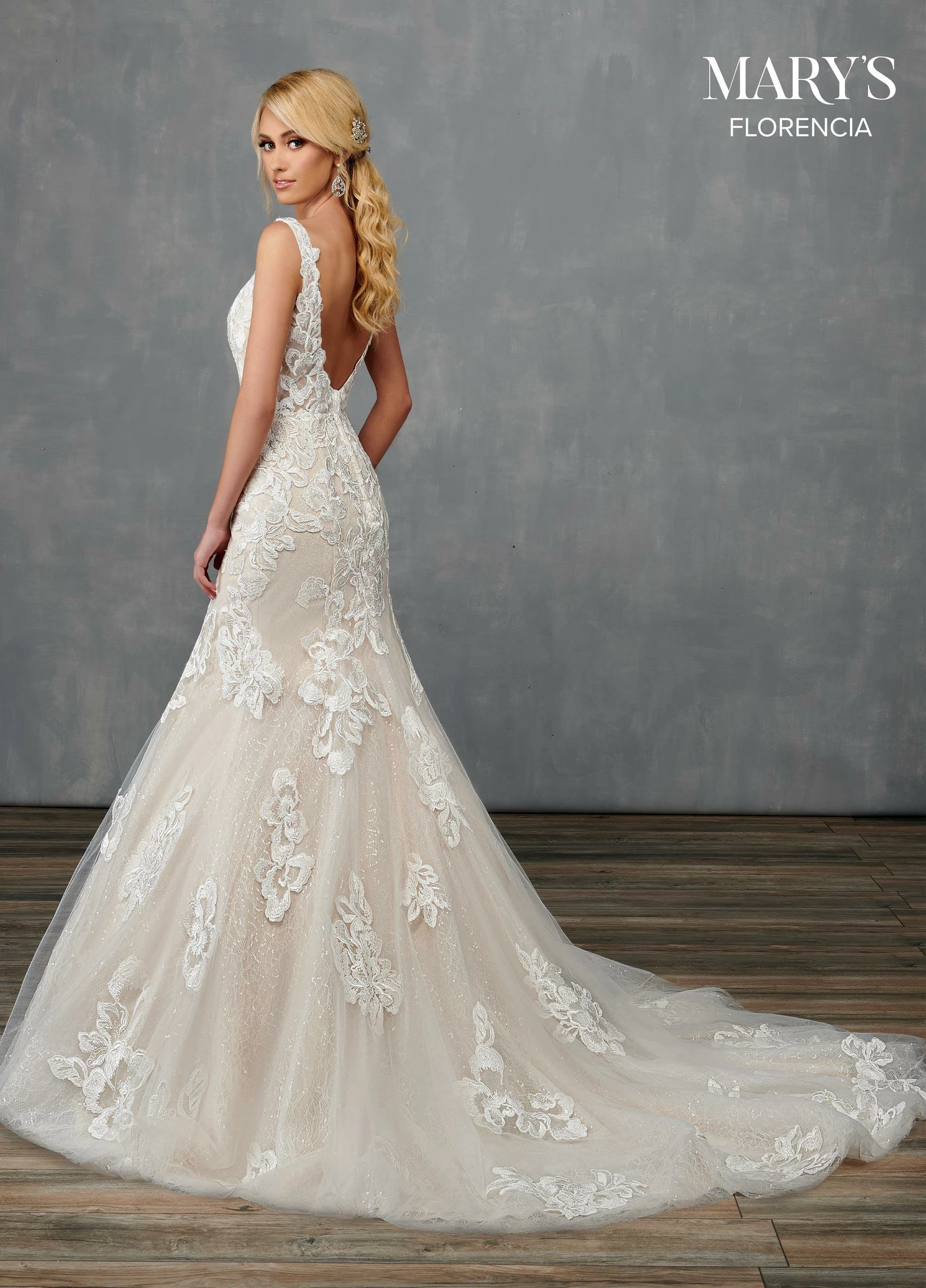 Fitted Floral Applique Bridal Gown By Mary's Bridal MB3113 4 Fitted Floral Applique Bridal Gown By Mary's Bridal MB3113 - Image 2