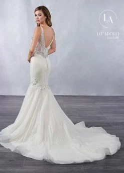 Fitted Illusion V-Neck Bridal Dress By Mary's Bridal M716 -Dresses Shop fitted illusion v neck bridal dress by marys bridal m716 wedding dresses lo adoro by marys bridal 134141