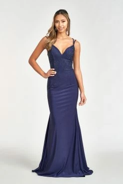 Fitted Lace-Up Rhinestone Gown By Elizabeth K GL3036 -Dresses Shop fitted lace up rhinestone gown by elizabeth k gl3036 long formal dresses elizabeth k xs navy 941242