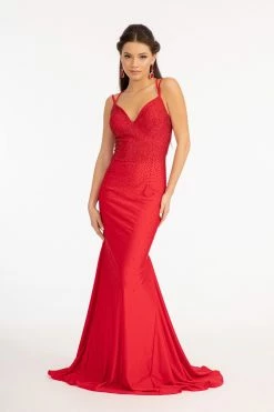 Fitted Lace-Up Rhinestone Gown By Elizabeth K GL3036 -Dresses Shop fitted lace up rhinestone gown by elizabeth k gl3036 long formal dresses elizabeth k xs red 478811