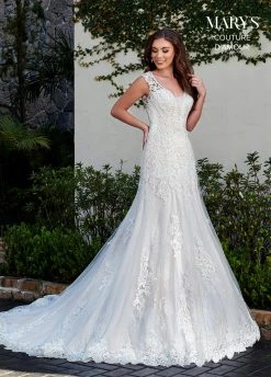 Fitted Lace Wedding Dress By Mary's Bridal MB4105