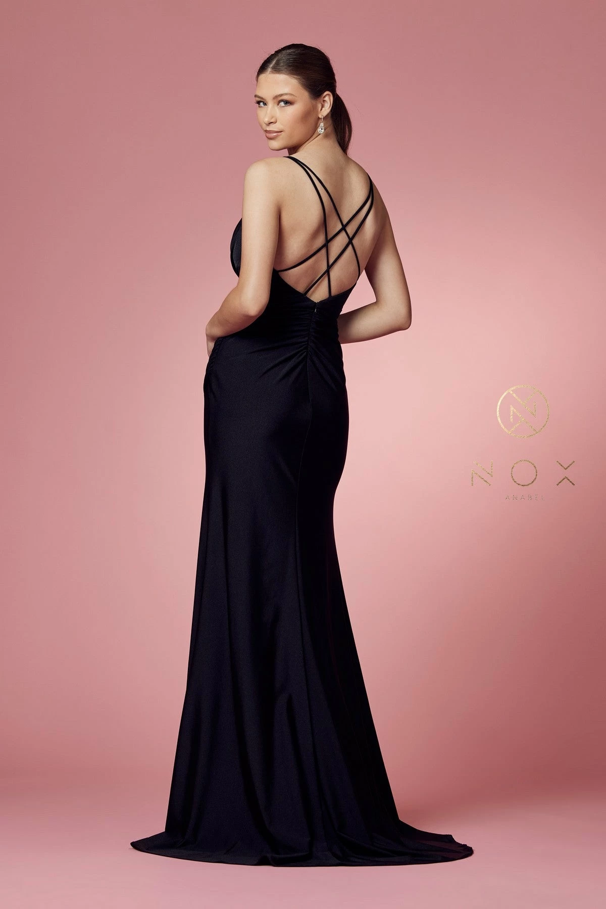 Fitted Long Strappy Back Dress By Nox Anabel E1035 13 Fitted Long Strappy Back Dress By Nox Anabel E1035 - Image 11