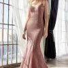 Fitted Glitter Mermaid Gown By Cinderella Divine CB054 -Dresses Shop fitted metallic gown with corset back by cinderella divine cb054 long formal dresses cinderella divine 2 dusty rose 226947