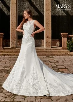 Fitted Satin Wedding Dress By Mary's Bridal MB4102