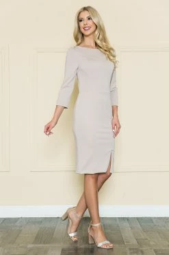 Fitted Short 3/4 Sleeve Dress By Poly USA 8526