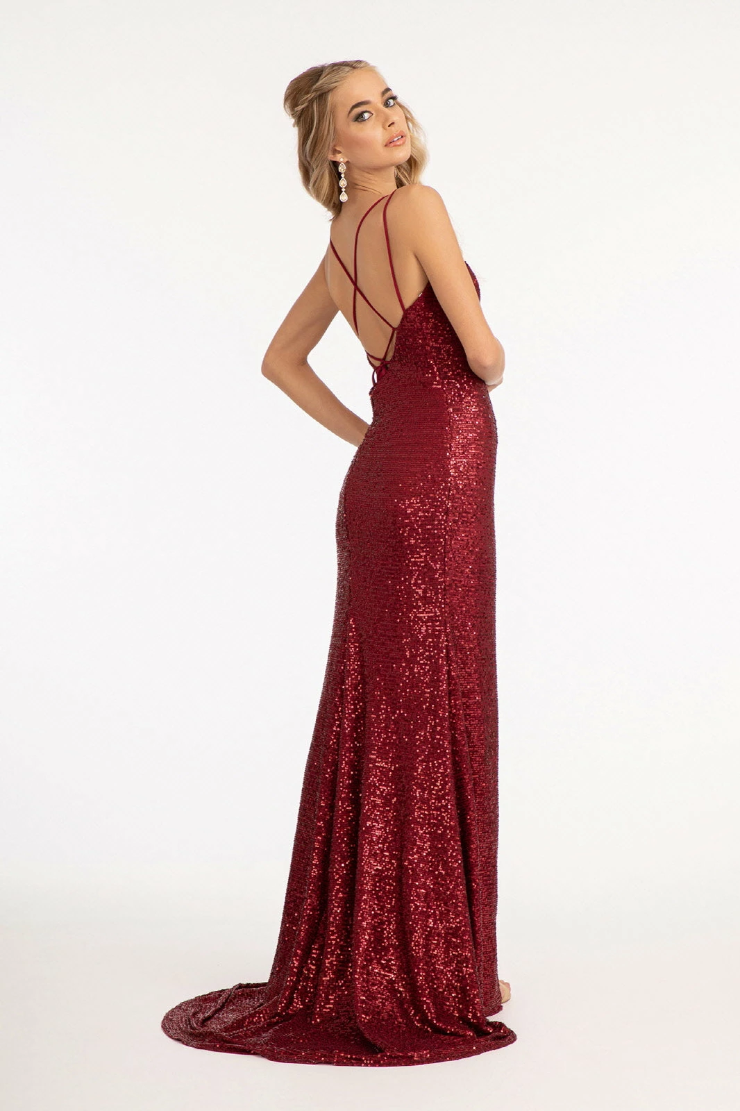 Fitted Strappy Back Sequin Gown By Elizabeth K GL3058 9 Fitted Strappy Back Sequin Gown By Elizabeth K GL3058 - Image 7
