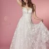 Floral Applique A-line Wedding Dress By Nox Anabel JE922 -Dresses Shop floral applique a line wedding dress by nox anabel je922 long formal dresses nox anabel 4 white 258795
